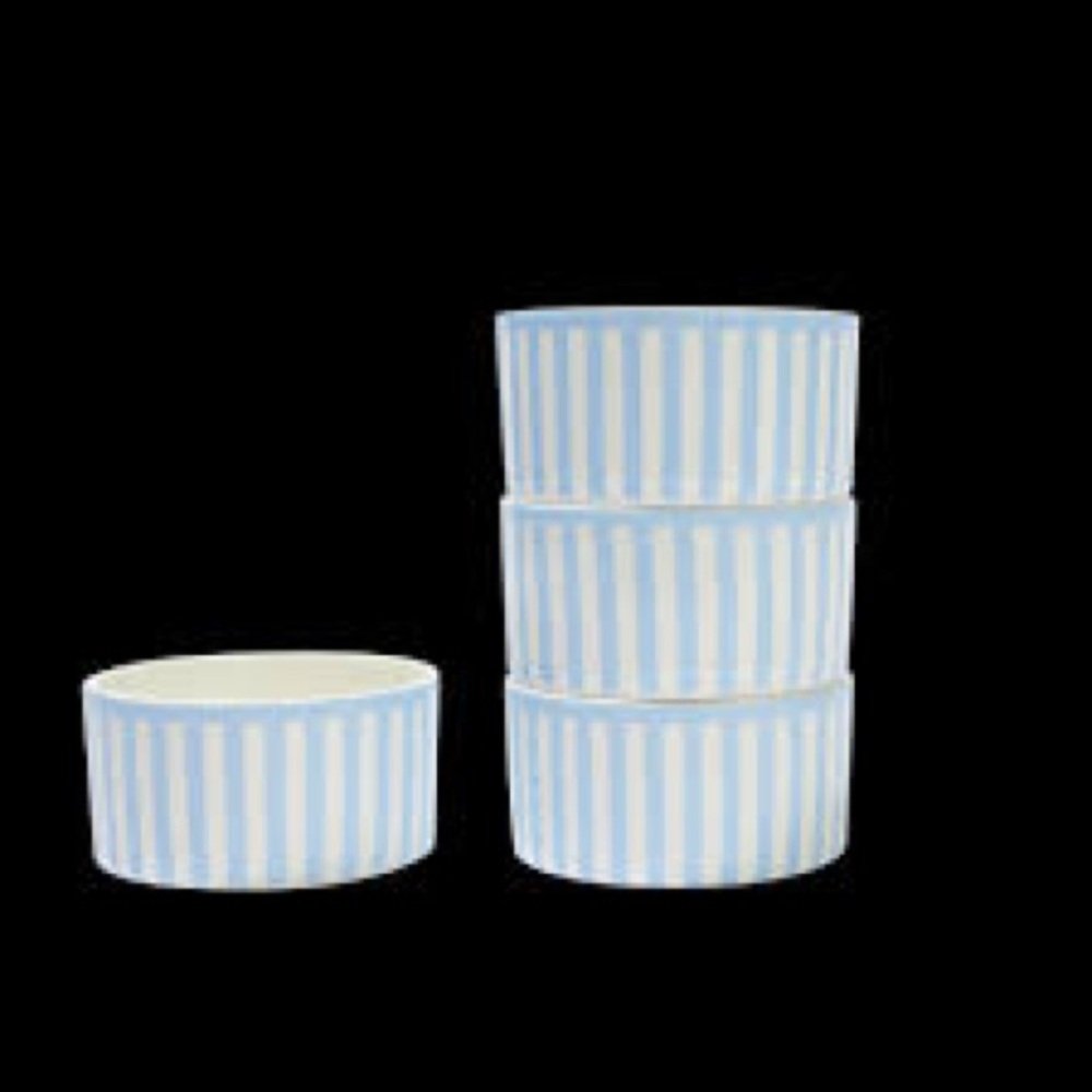 Striped Blue and White Ramekin Set